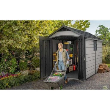 Keter 7.5’x11′ Premier Heavy Duty Plastic Shed – Grey-oakleysgardenmachine- Free shipping